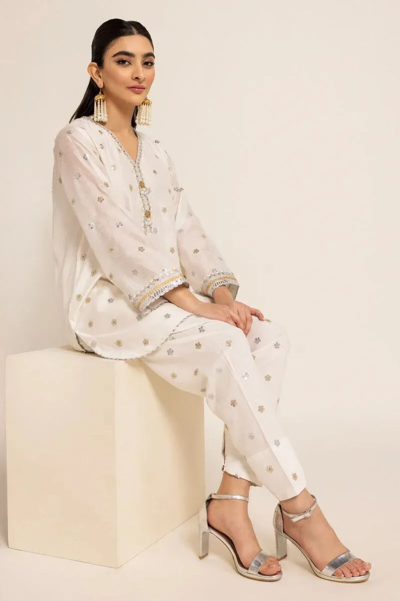 2 Piece | Kurta & Pants | Color White