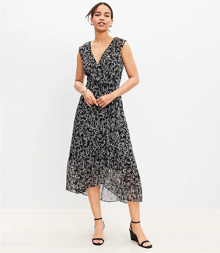 Ikat Buttercup Crinkle Ruffle Midi Dress