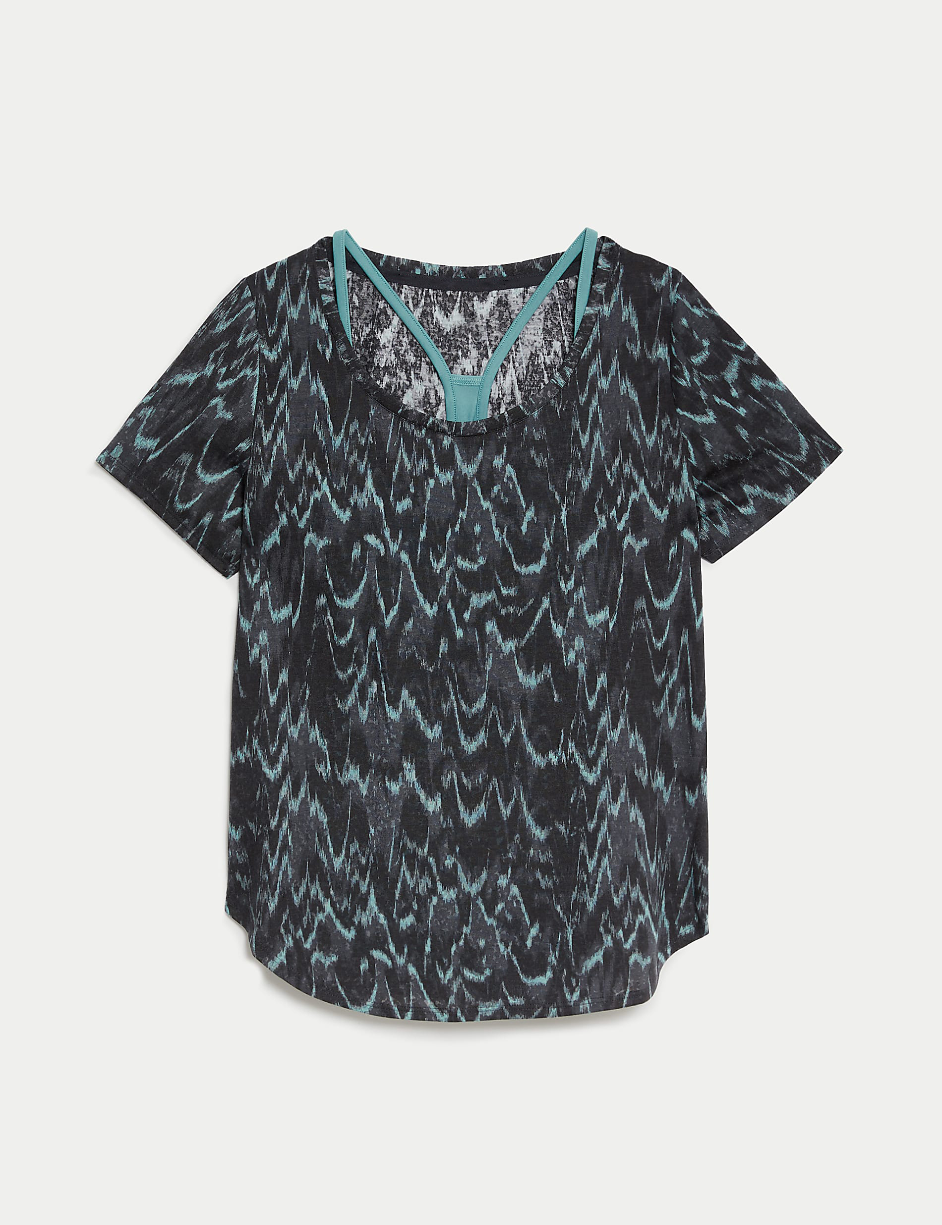 Printed Scoop Neck 2-in-1 T-Shirt