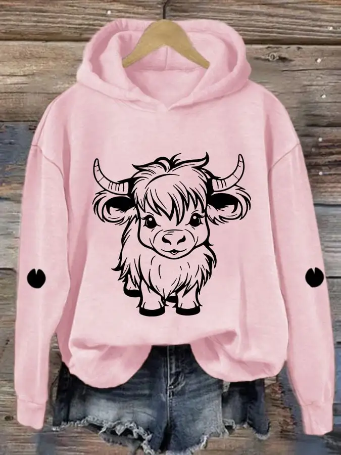 Women's Cute Highland Cow Casual Hoodie