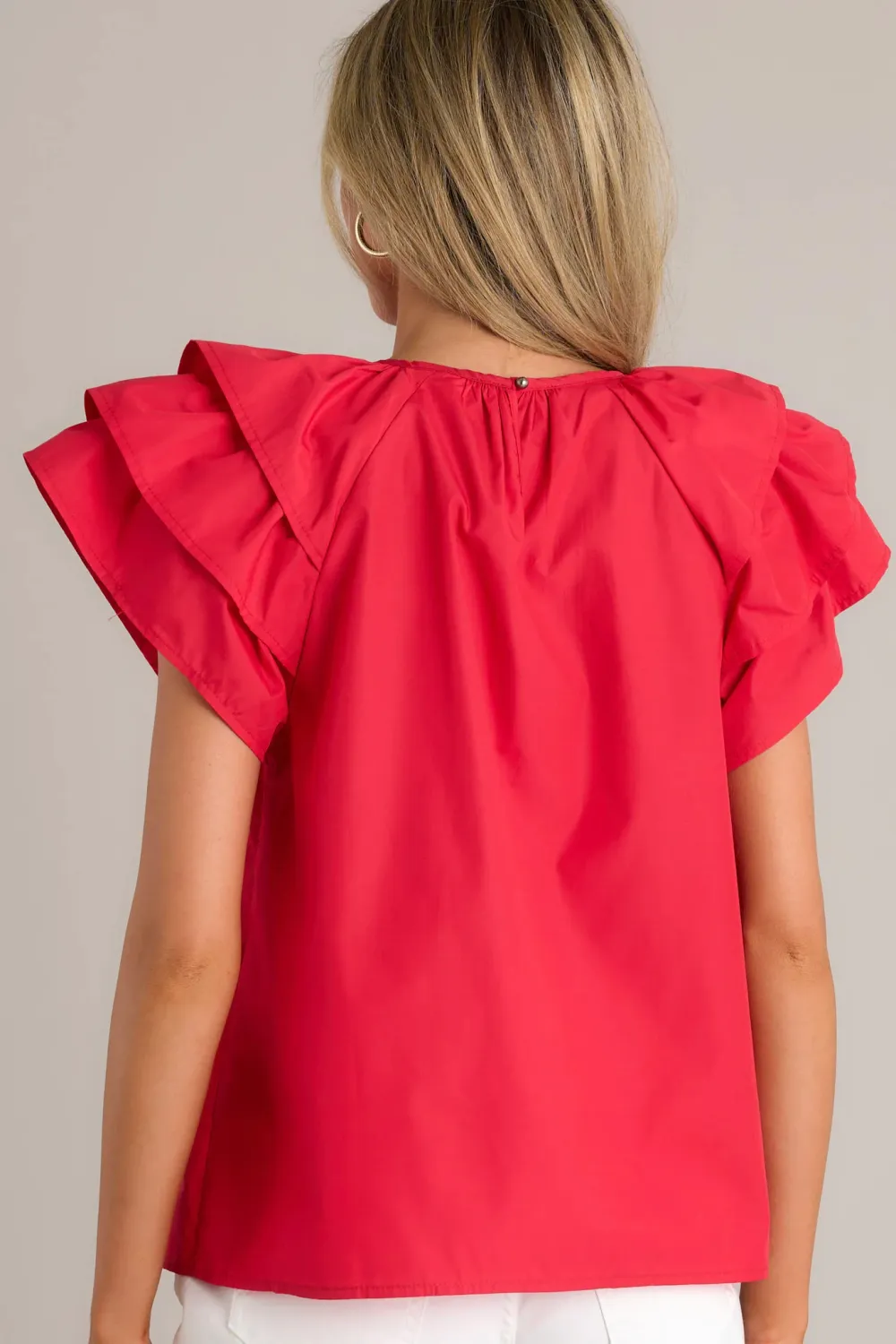 EVERYDAY RADIANCE HOT PINK RUFFLE SLEEVE TOP