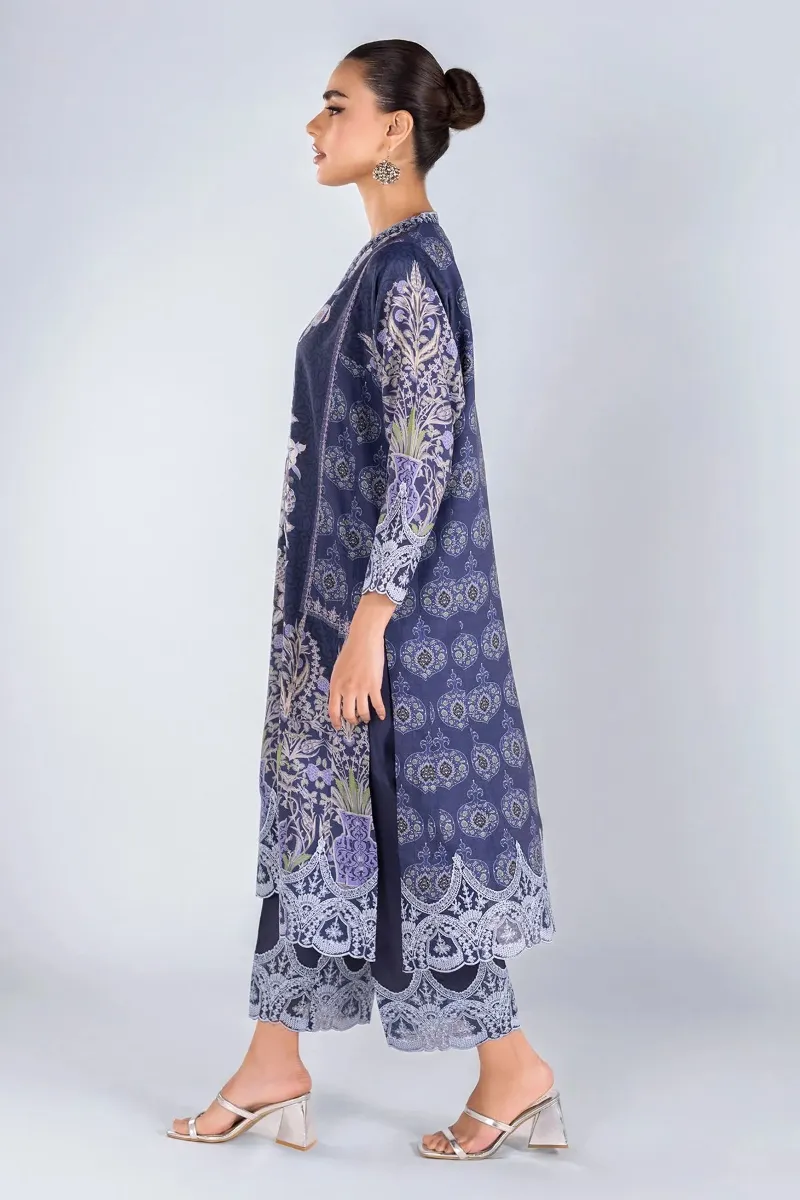 2 Piece Kurta | Embroidered & Pants Dark blue