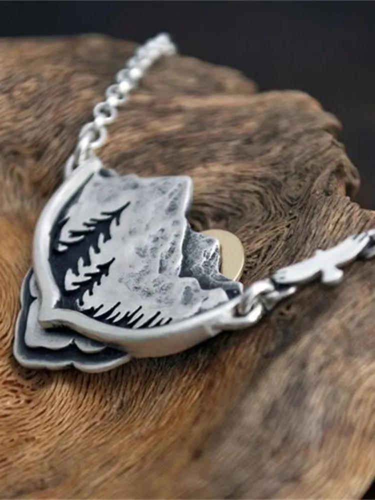 Sunrise Landscape Inspired Carving Necklace