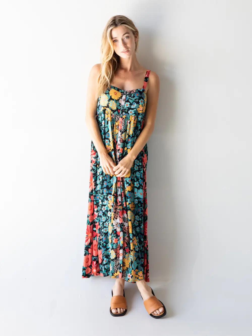 Sidney Maxi Dress - Black Coral Floral