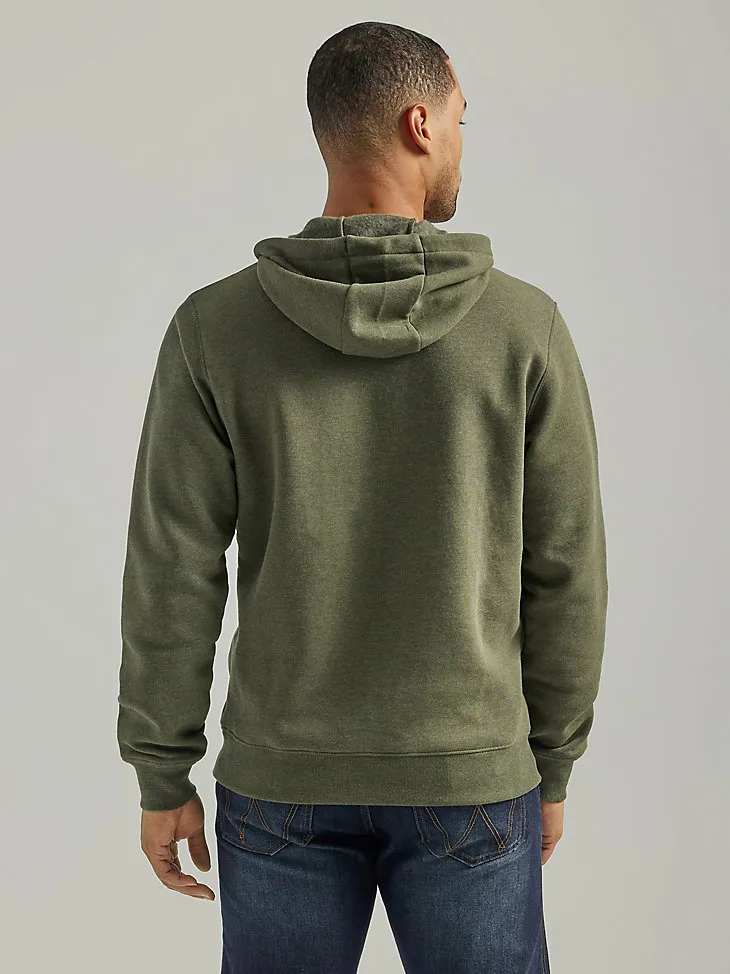 MEN'S WRANGLER FRONT ANIMAL LOGO PULLOVER HOODIE IN CAVIAR HEATHER