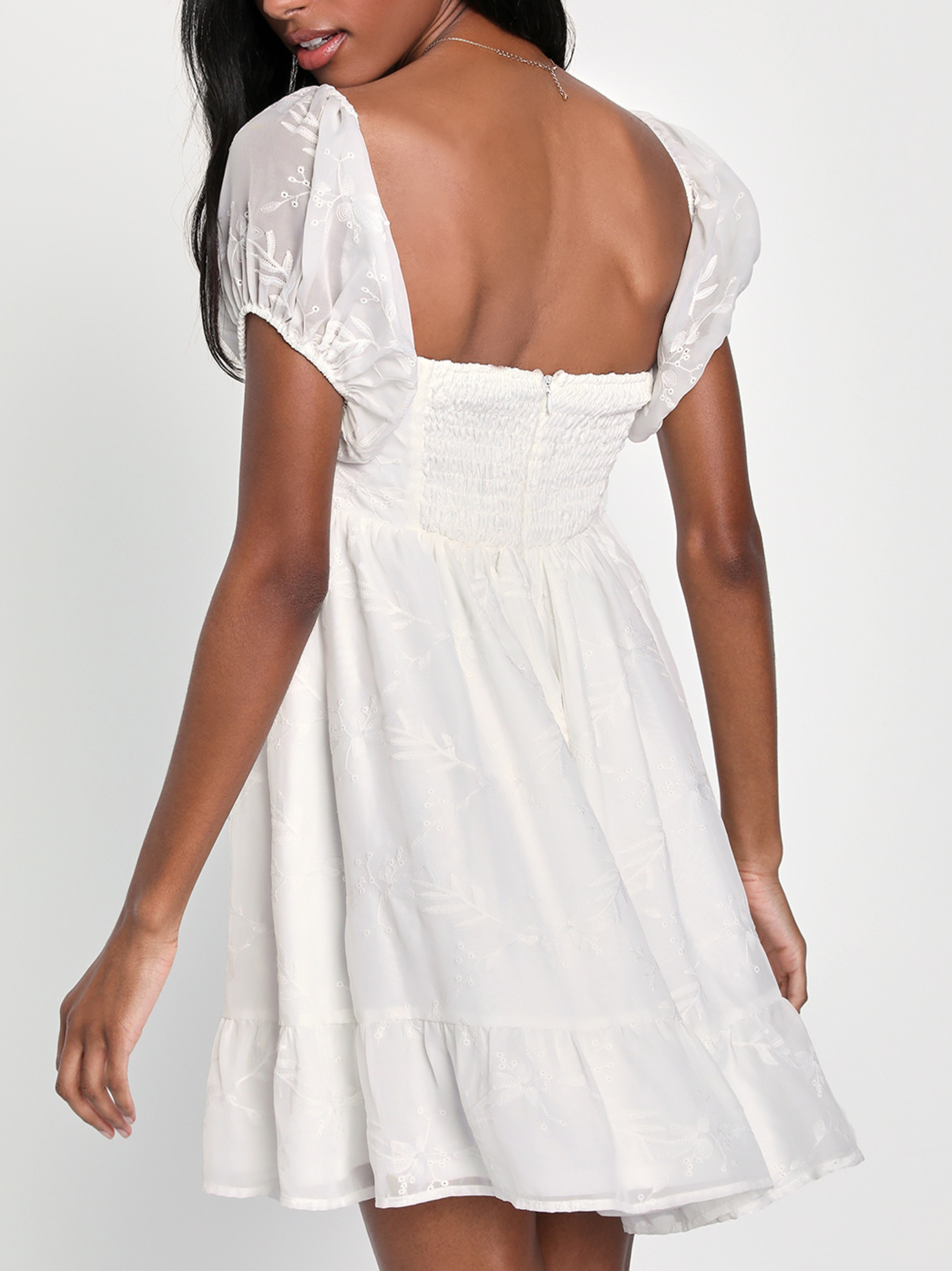 Cutest Icon White Embroidered Off-the-Shoulder Mini Dress