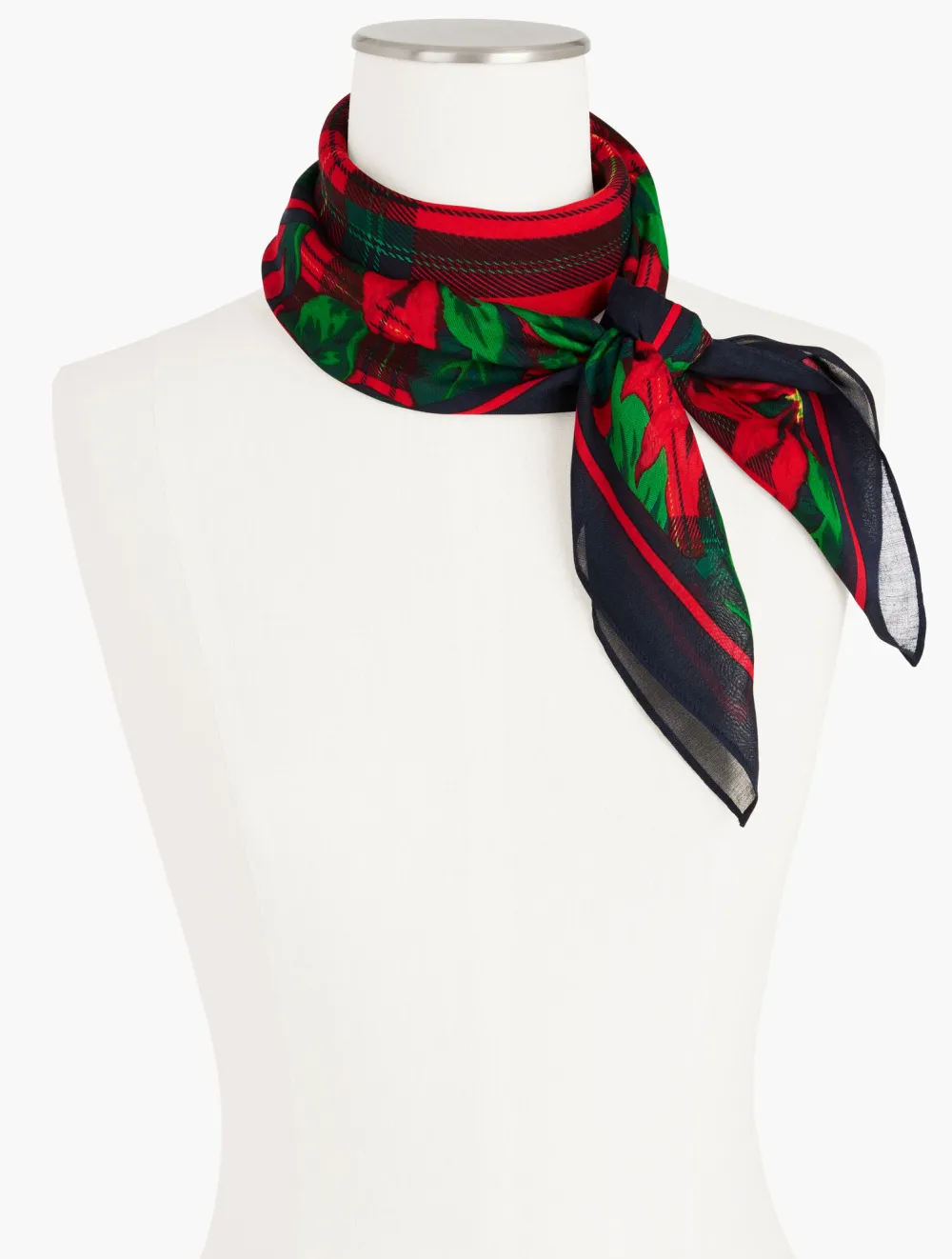 Poinsettia Plaid Square Scarf