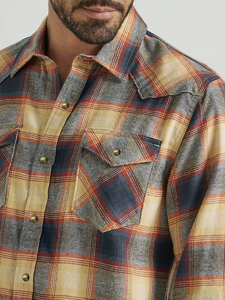 MEN'S BRUSHED FLANNEL SHIRT IN BURNT HENNA ORANGE