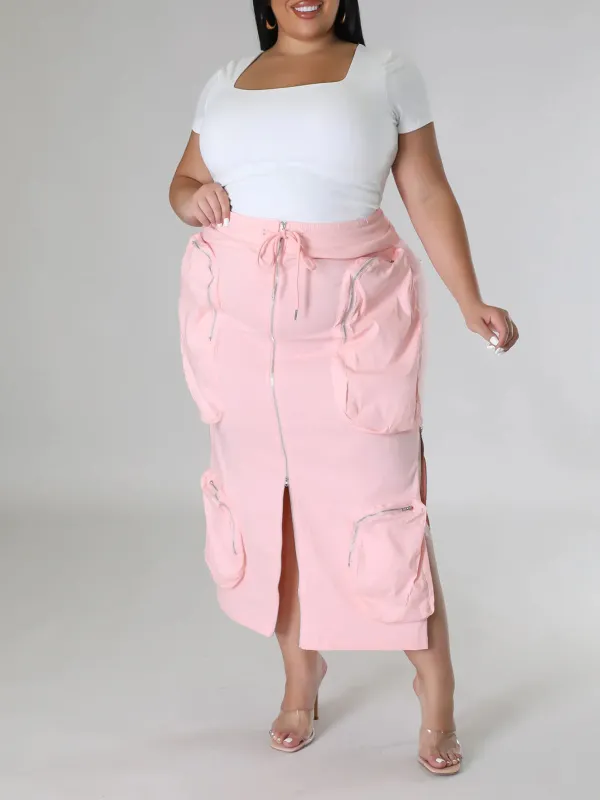 Plus-Size Fashion Women'S Cargo Style Skirt