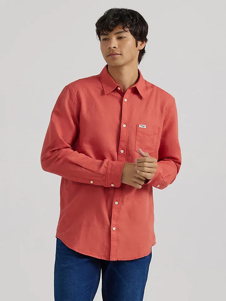 MEN'S LINEN SHIRT IN BURNT SIENNA