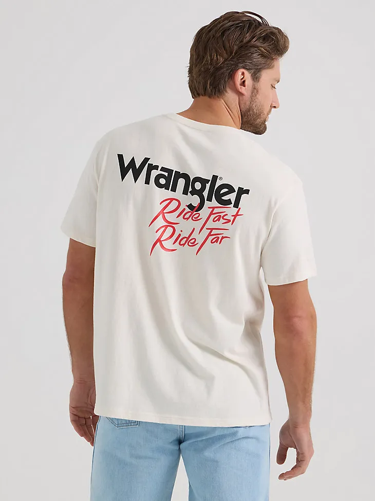 WRANGLER X DIAMOND CROSS RIDE FAST TEE IN MARSHMALLOW