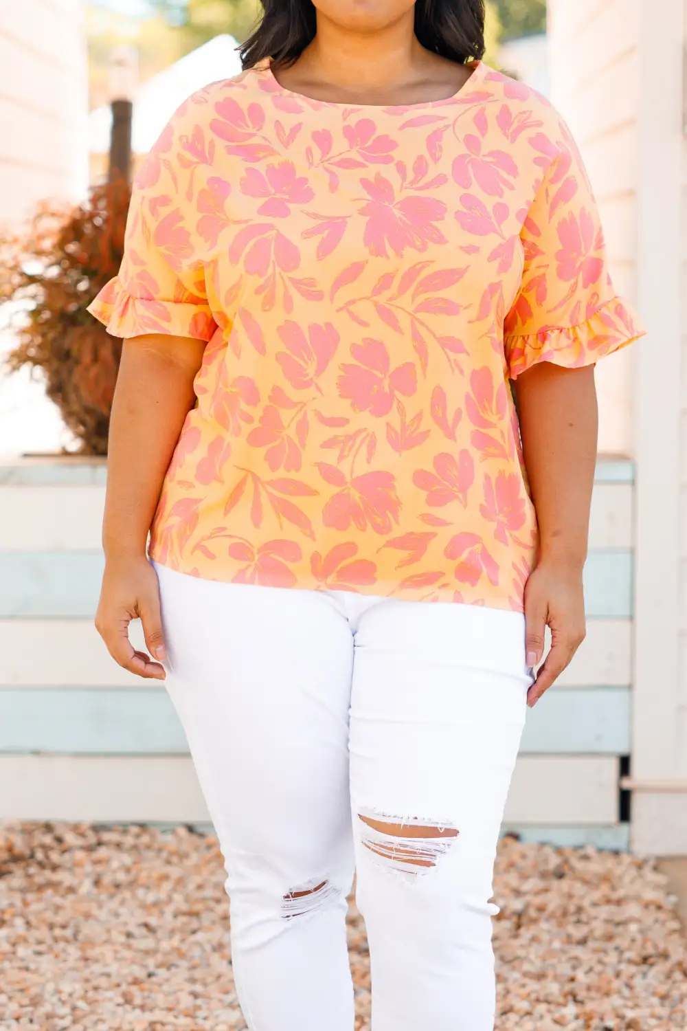 Still In Love With You Top, Apricot Floral