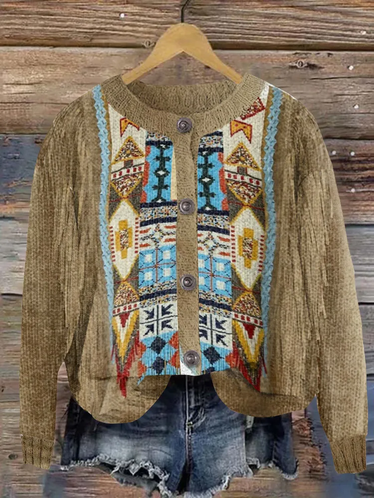 Native American Pattern Women'S Cardigan Sweater