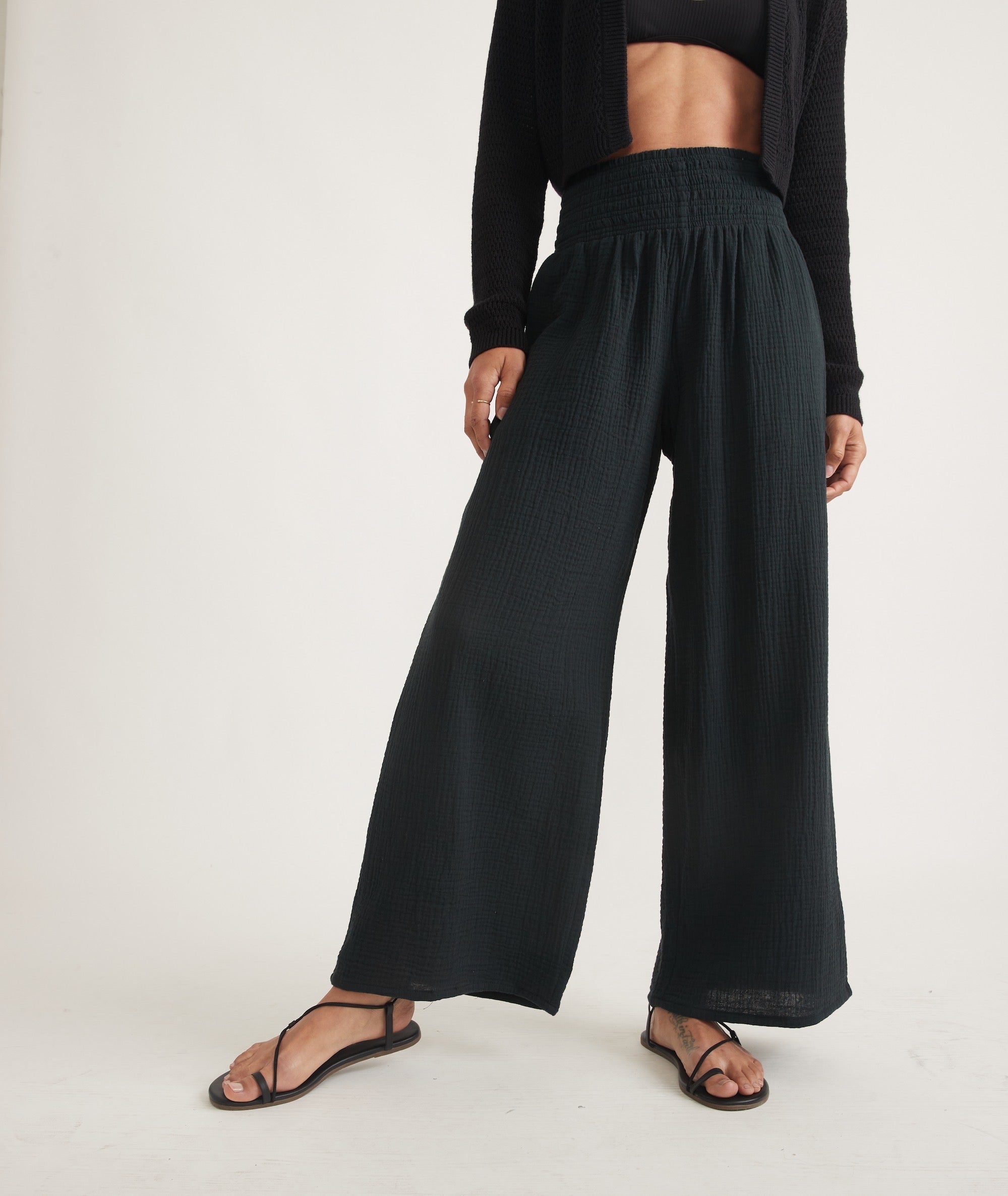 Black Double Cloth Palazzo Pant