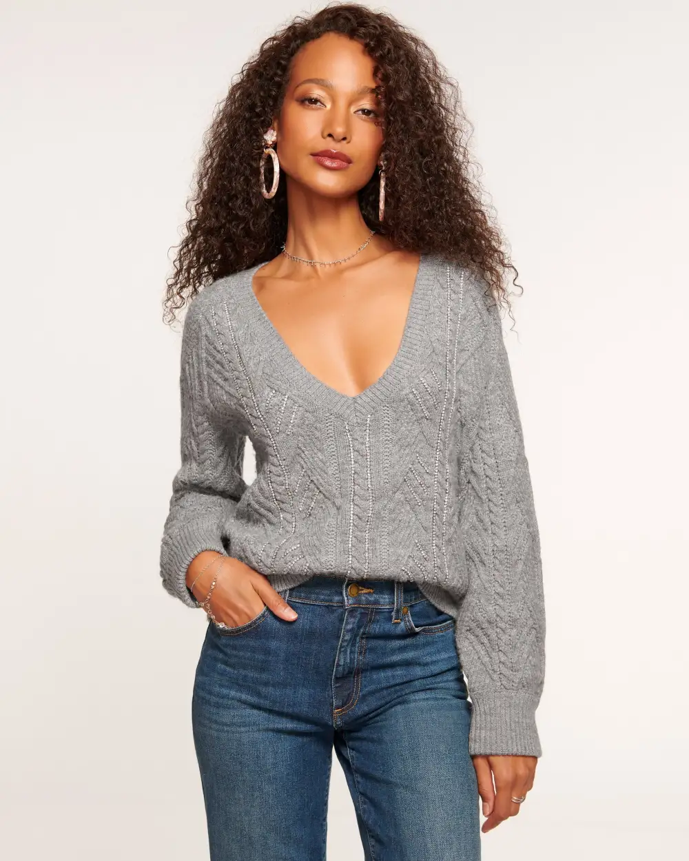 Trinity Embellished V-Neck Sweater