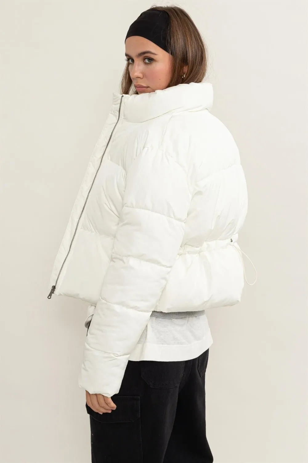 Cream Quilted Puffer Jacket