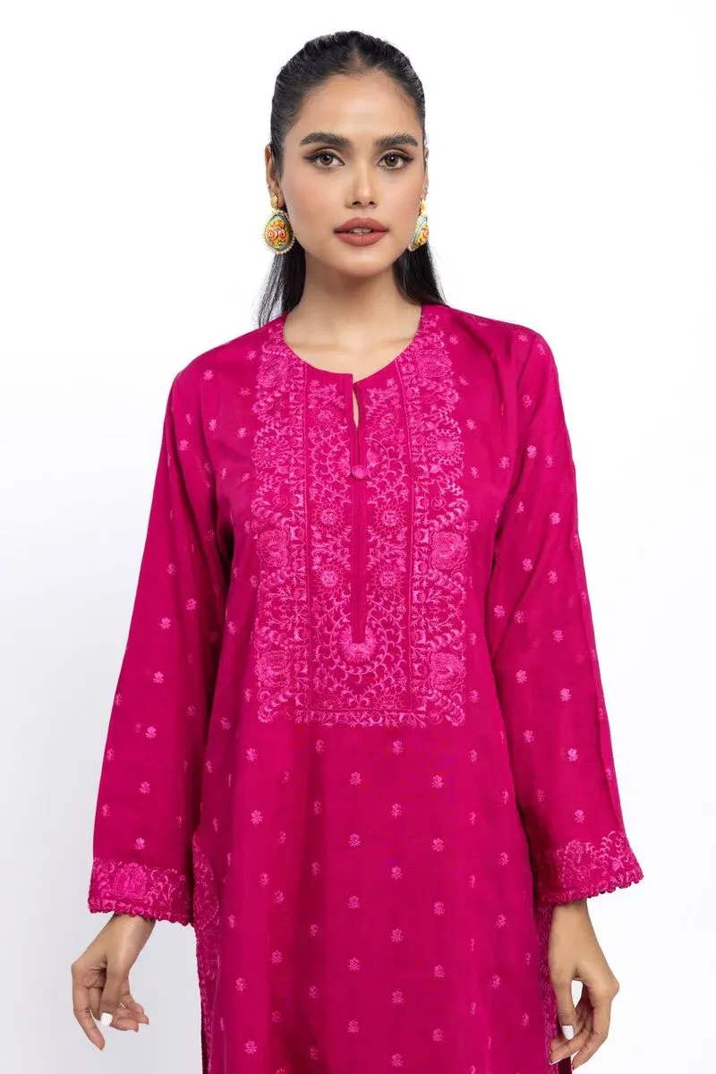 3 Piece Kurta Embroidered | Dupatta& Bottom & Tops | Color Purple