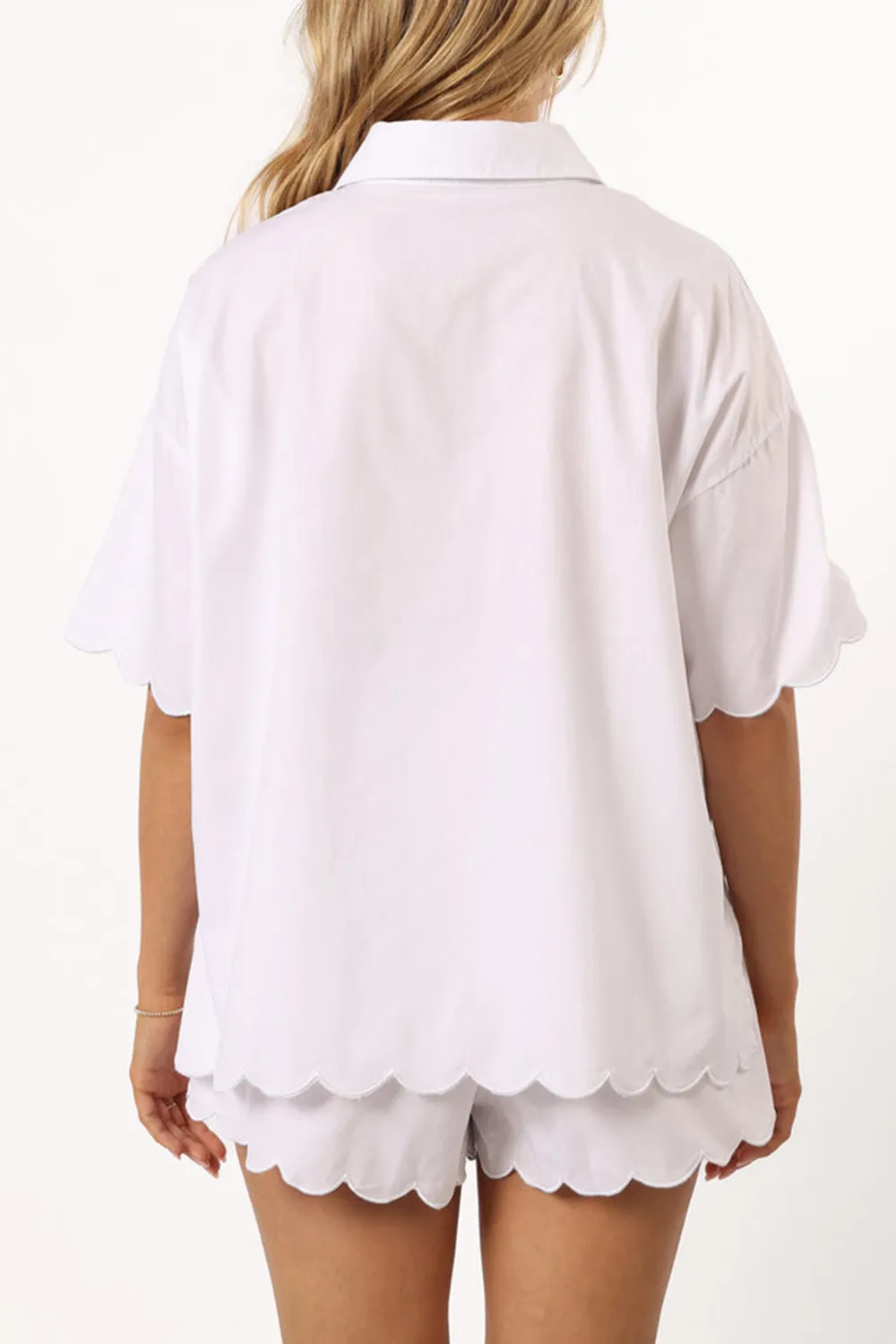 KATY SHORT SLEEVE BUTTON UP - WHITE