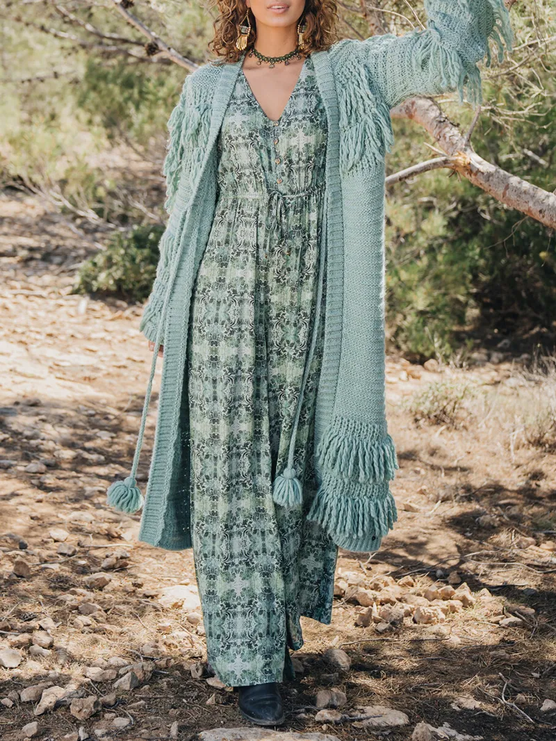 Long knit cardigan