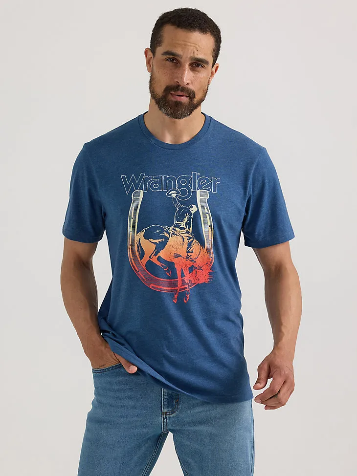 MEN'S HORSESHOE COWBOY T-SHIRT IN DARK DENIM