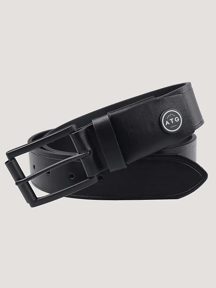 ATG BY WRANGLER™ LEATHER STRETCH BELT IN MATTE BLACK