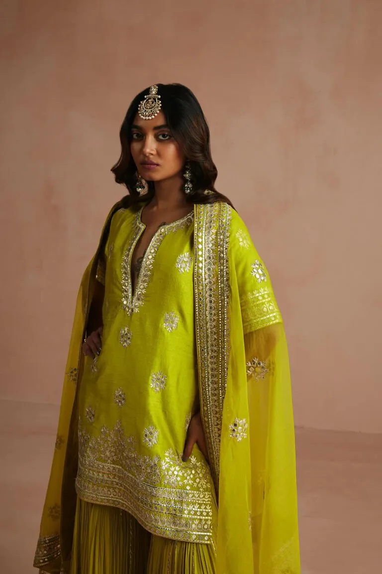 Mehendi Green Gota Gharara Set