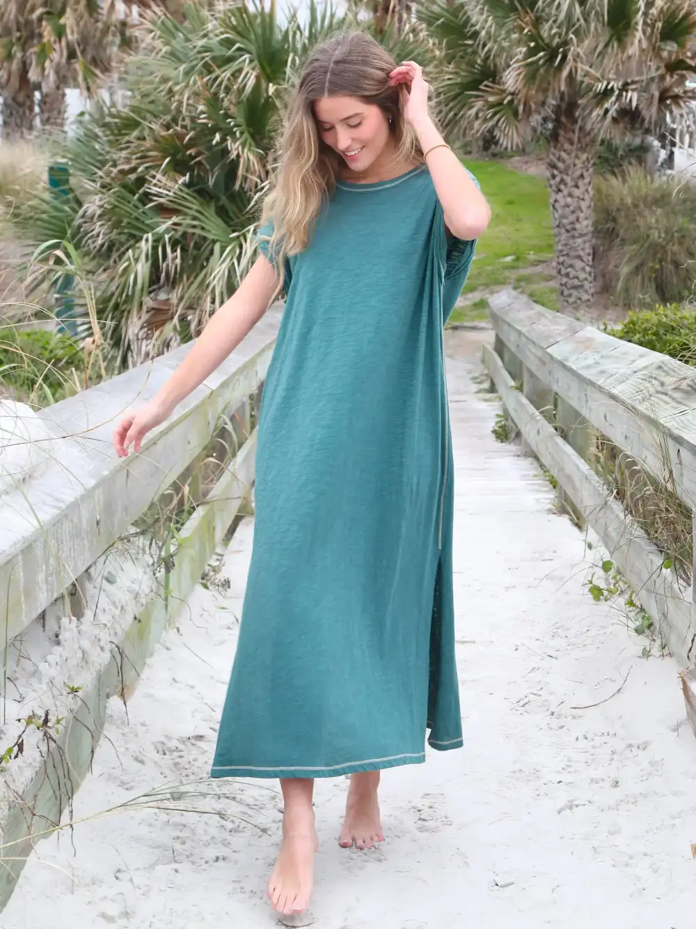 Frankie Knit Tee Midi Dress - Sea Green