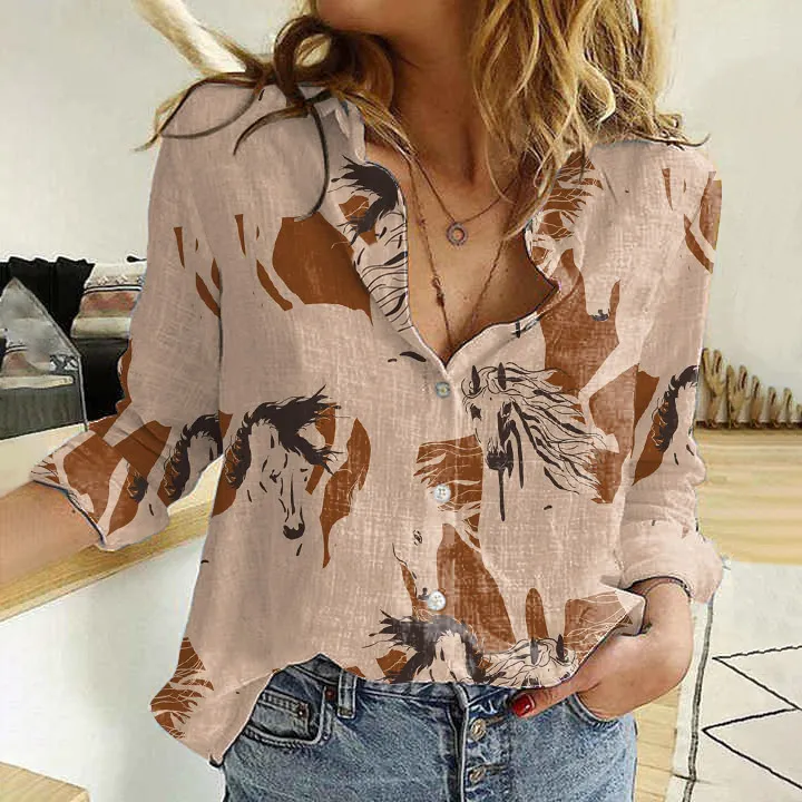 Southwest Ethnic Horse Pattern Women'S Shirt