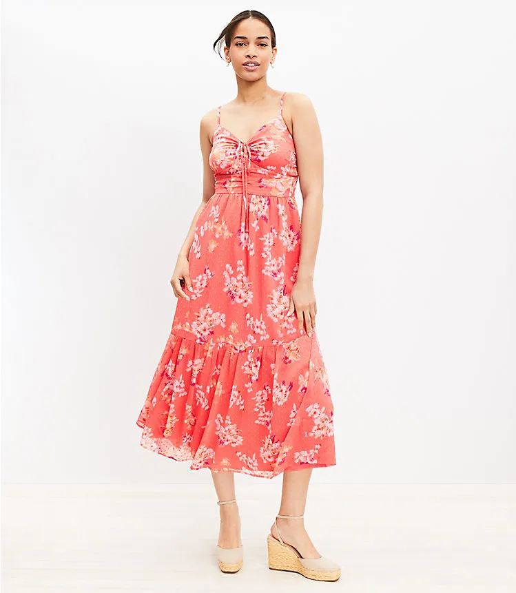 Ikat Floral Clip Keyhole Strappy Midi Dress