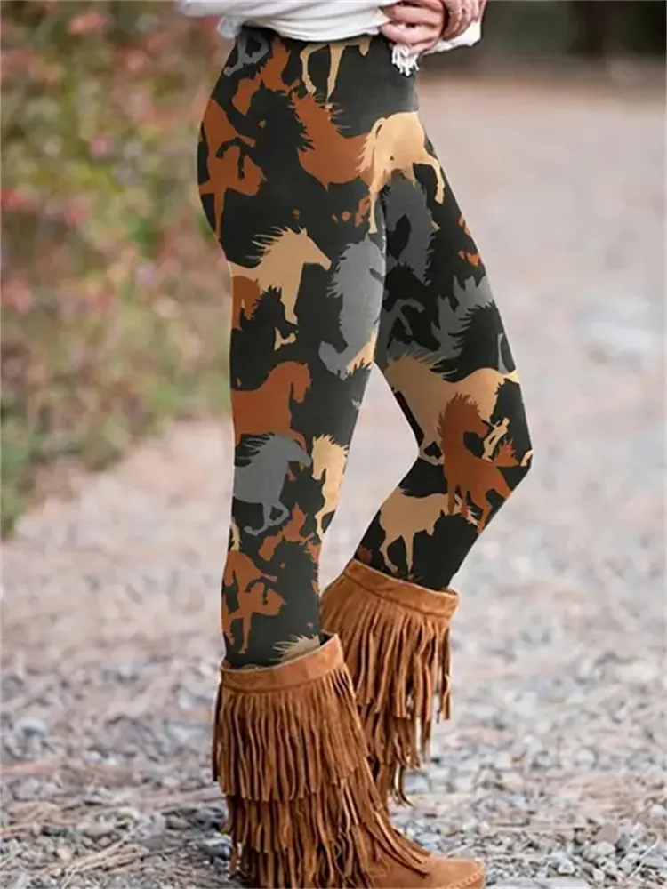 Horse Print High Waist Leggings