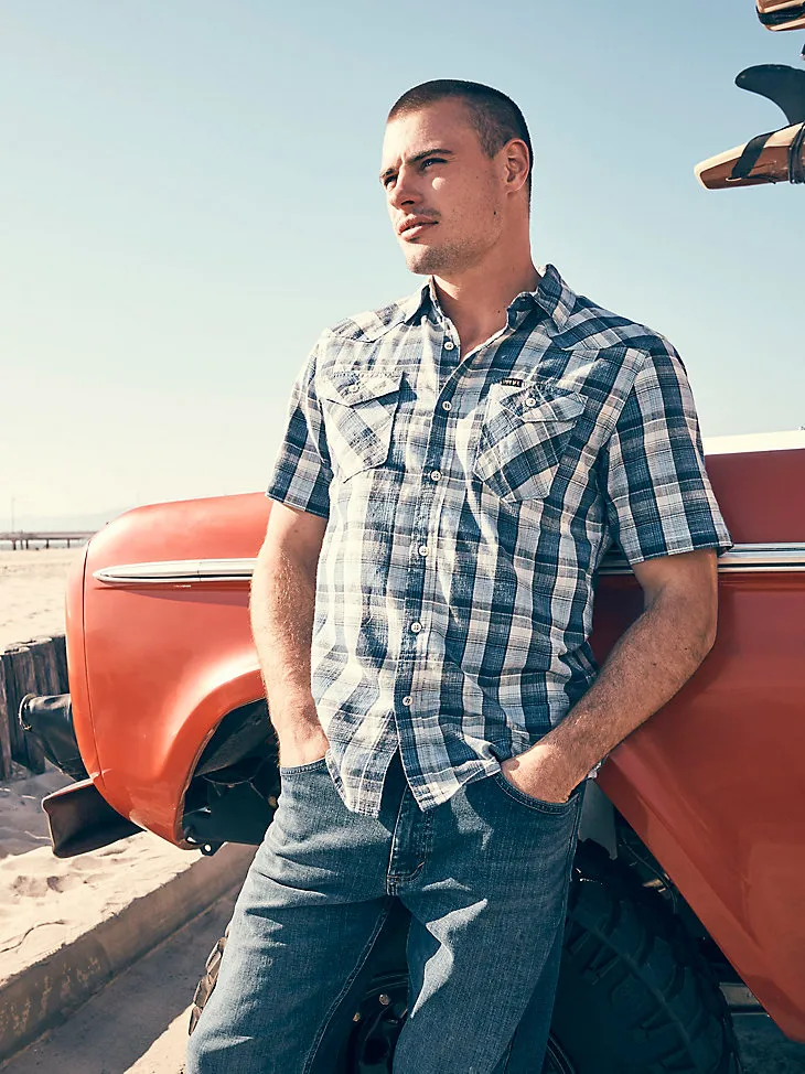 MEN'S SHORT SLEEVE PLAID SHIRT IN SEQUOIA