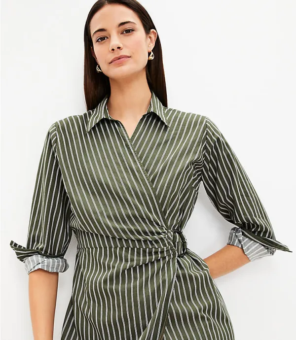 Striped Wrap Shirtdress