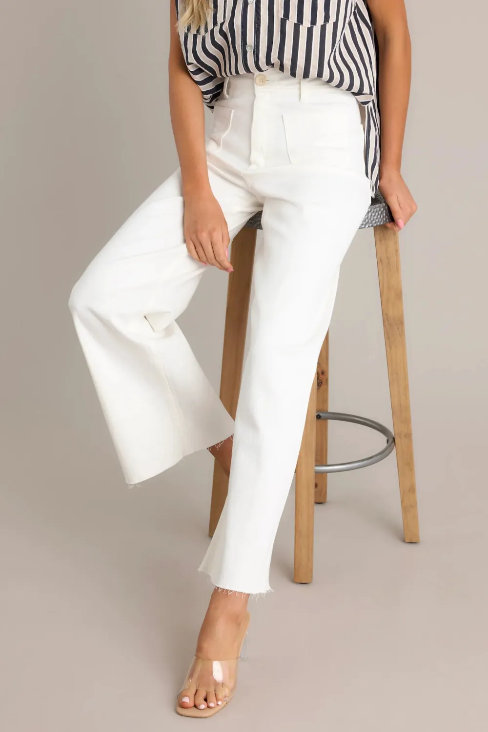 CLASSIC CHARM IVORY WIDE LEG JEANS