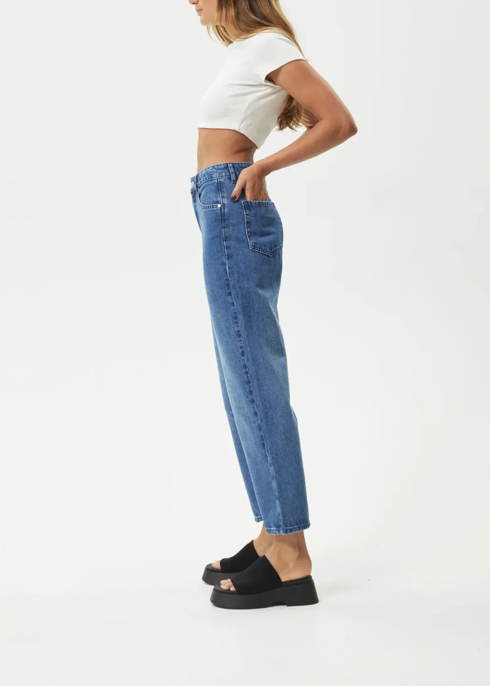 SHELBY - HEMP DENIM CROPPED WIDE LEG JEANS