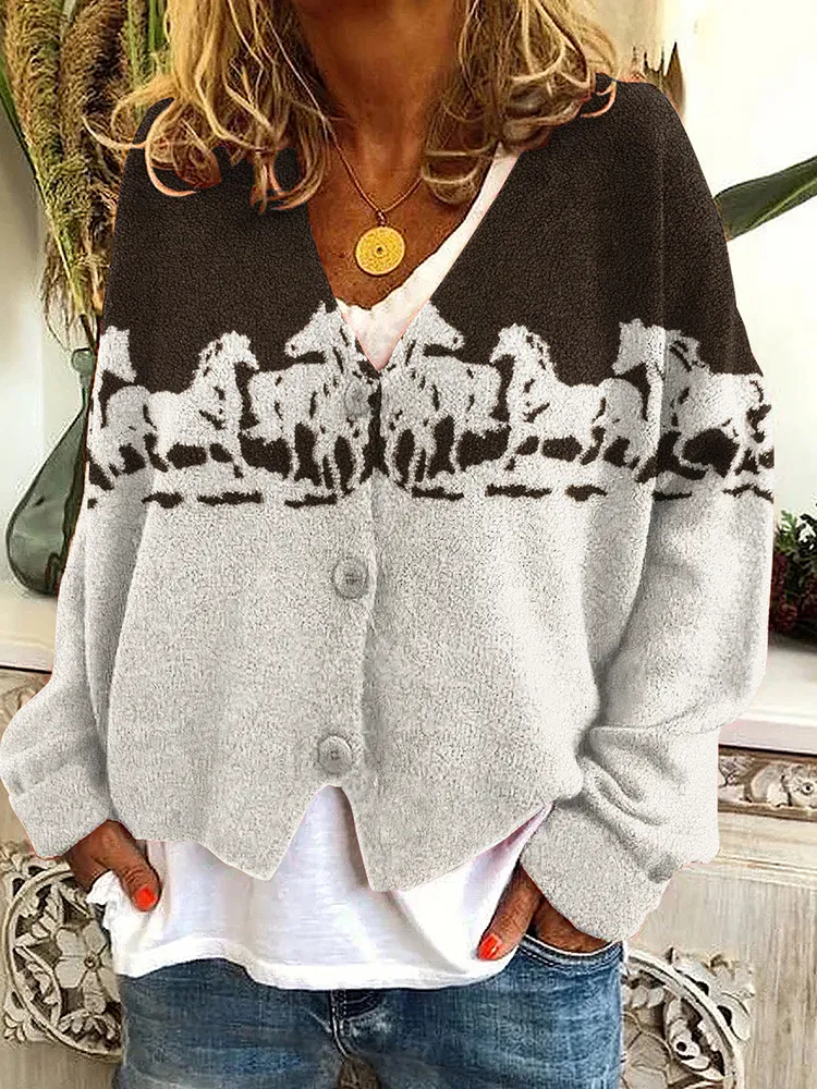 Vintage Horse Graphic Women'S Cardigan