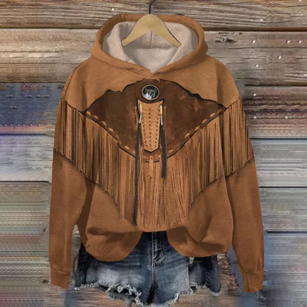 Western Tribal Tassels Printed Casual Sweatshirt