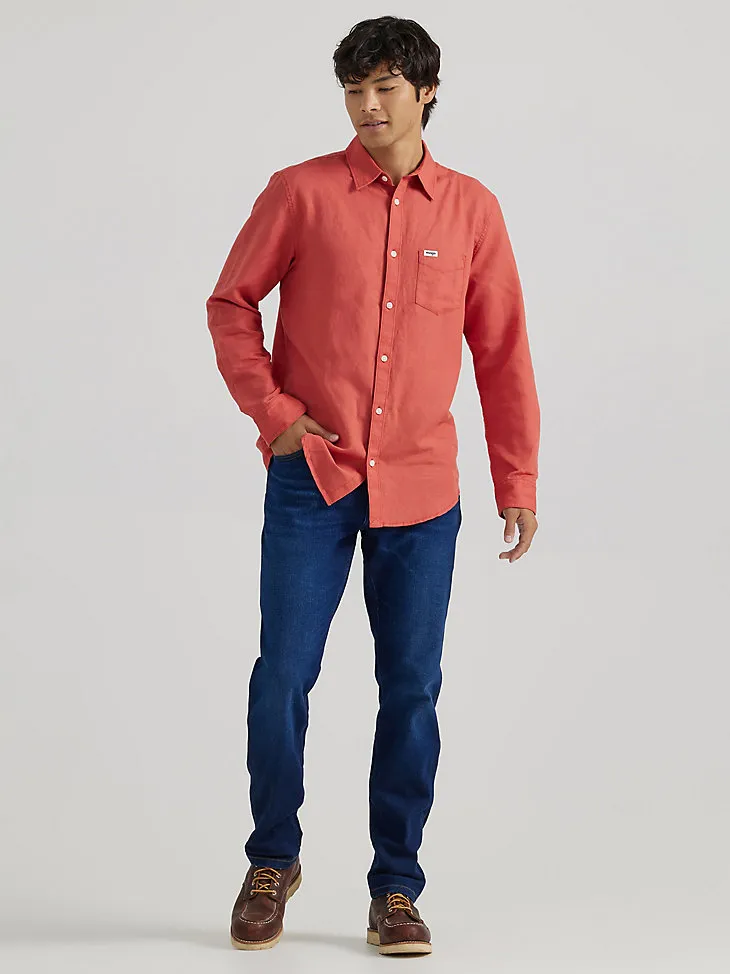 MEN'S LINEN SHIRT IN BURNT SIENNA