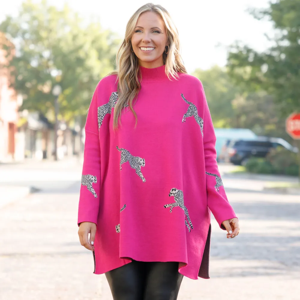 Mother Of The Jungle Sweater, Hot Pink