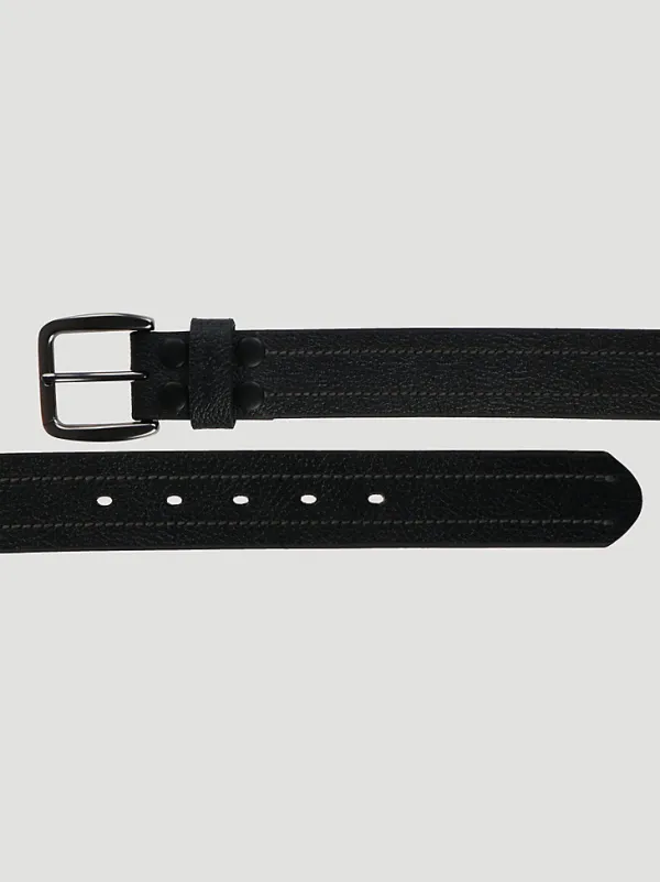 MEN'S PEBBLE GRAIN LEATHER BELT IN BLACK