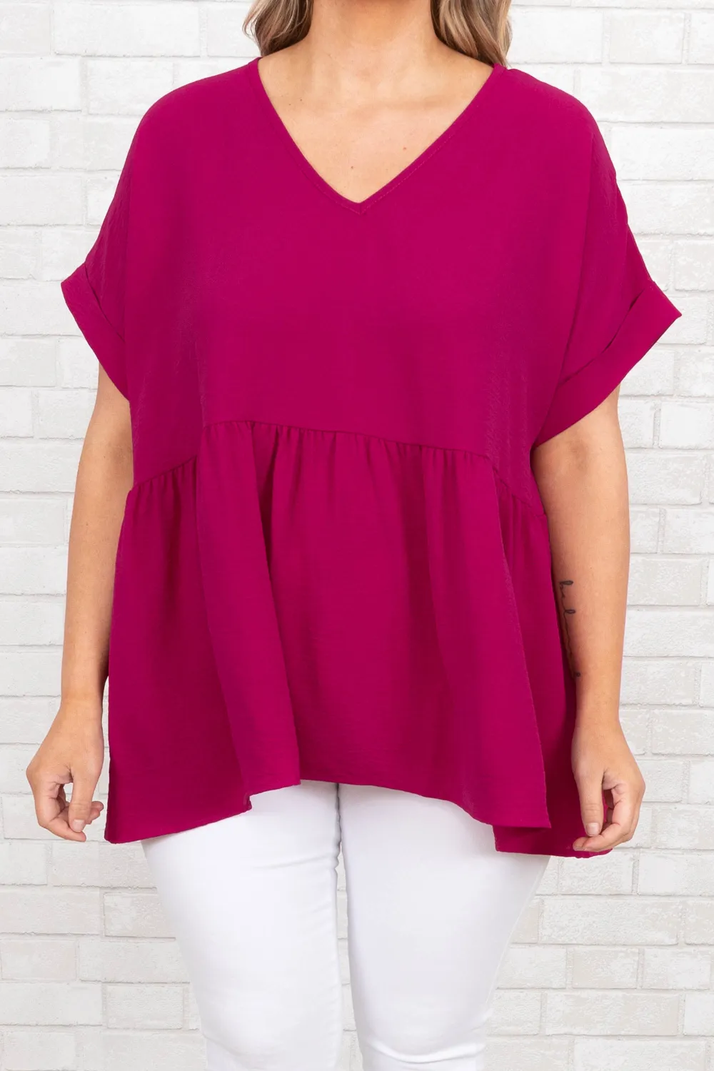 Wide Eyed Gaze Top, Magenta