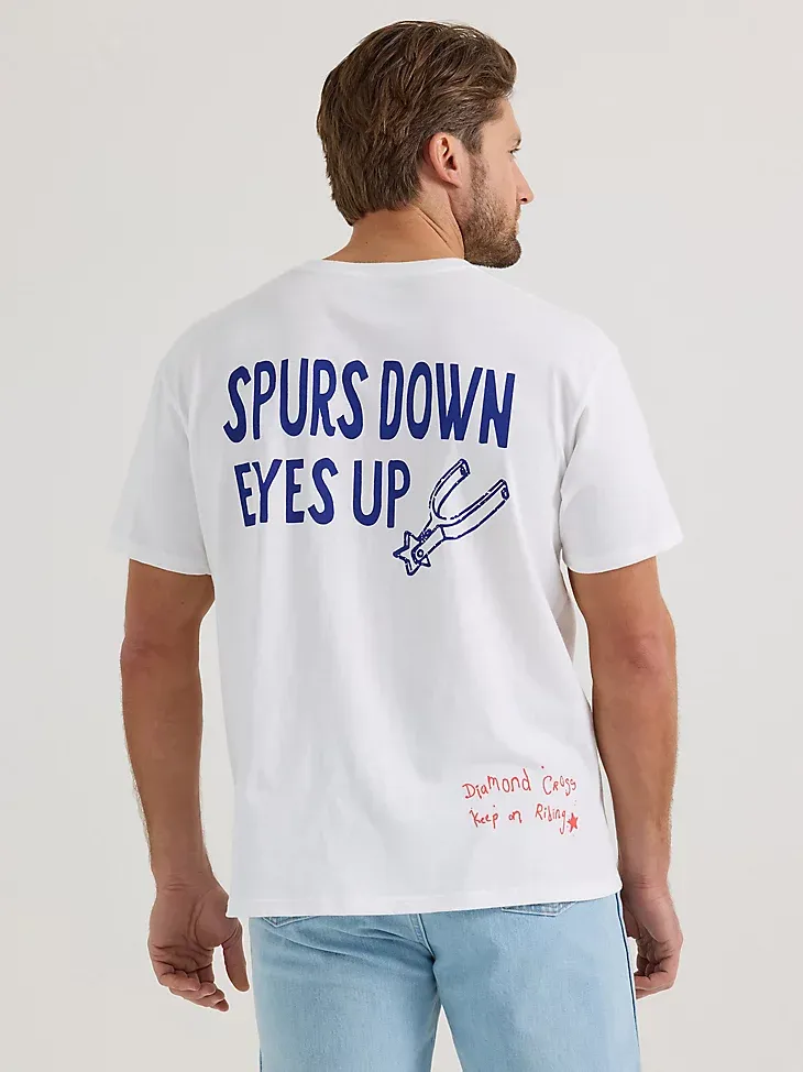 WRANGLER X DIAMOND CROSS SPURS DOWN EYES UP TEE IN BRIGHT WHITE