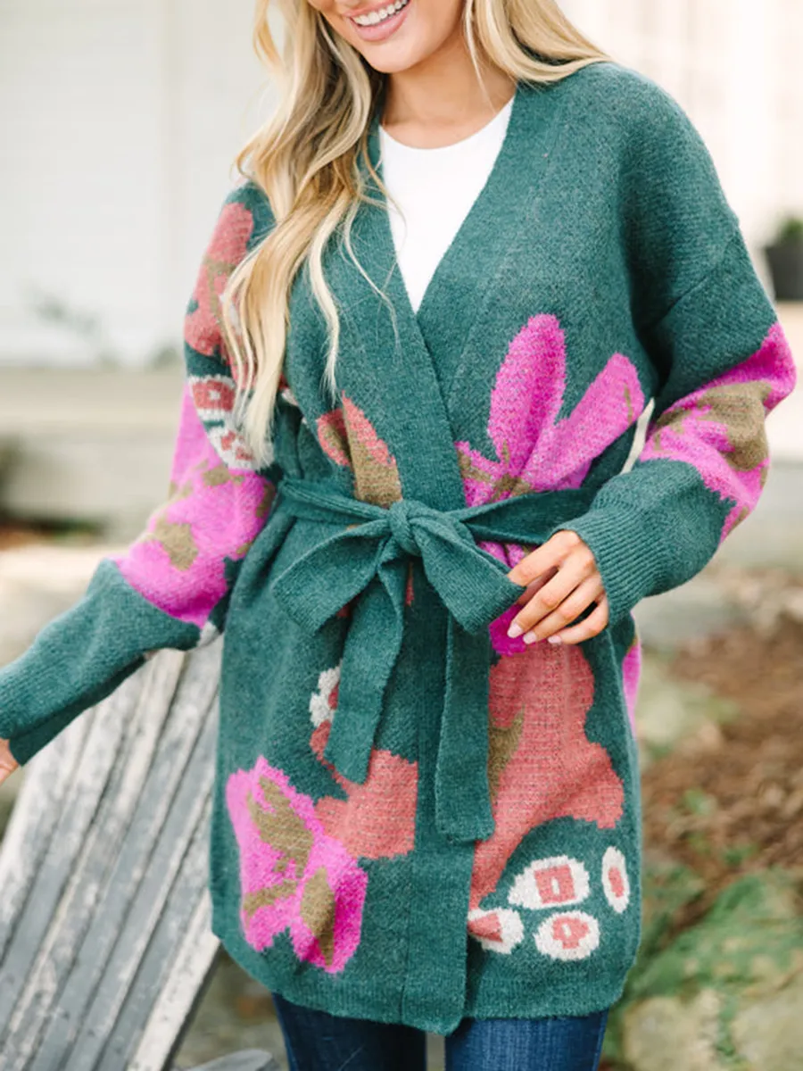 Green Floral Cardigan