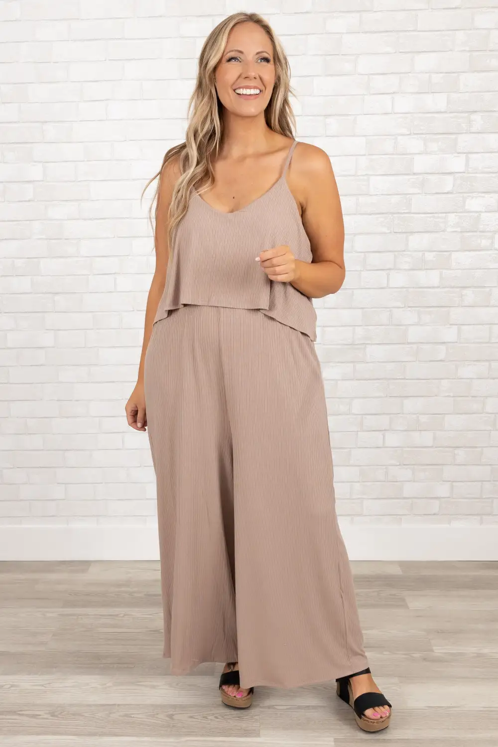 Finding My Peace Jumpsuit, Ash Mocha