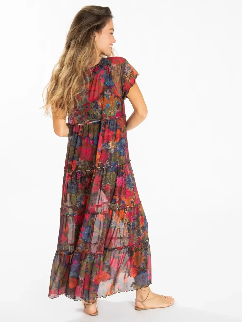 Berkley Mesh Maxi Dress - Dark Floral Garden