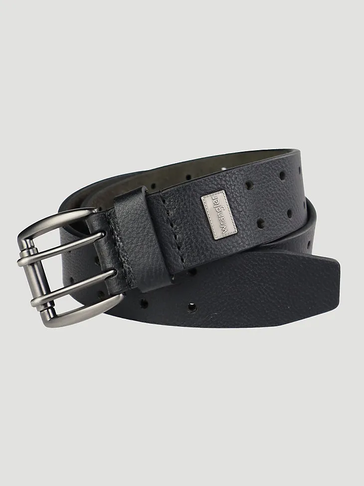 MEN'S PERFORATED BELT IN BLACK