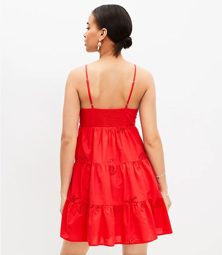 Tropical Eyelet Strappy Swing Dress