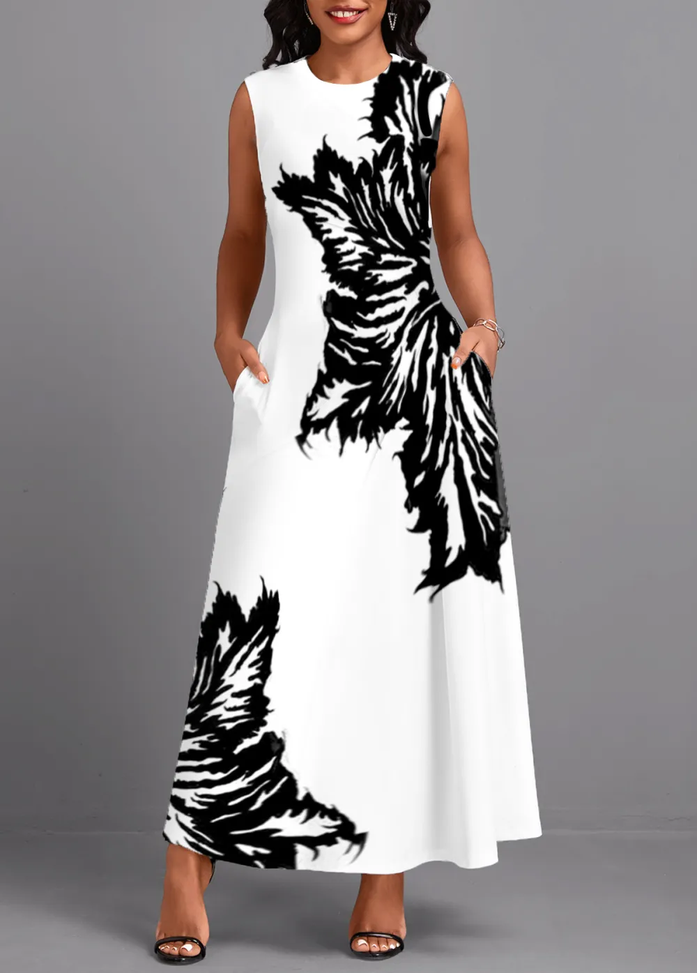 Graffiti Print Breathable Multi Color Maxi Dress