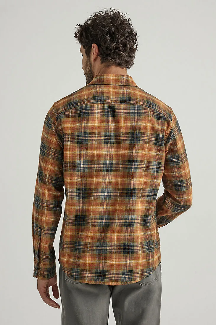 MEN'S BRUSHED FLANNEL SHIRT IN BURNT HENNA ORANGE