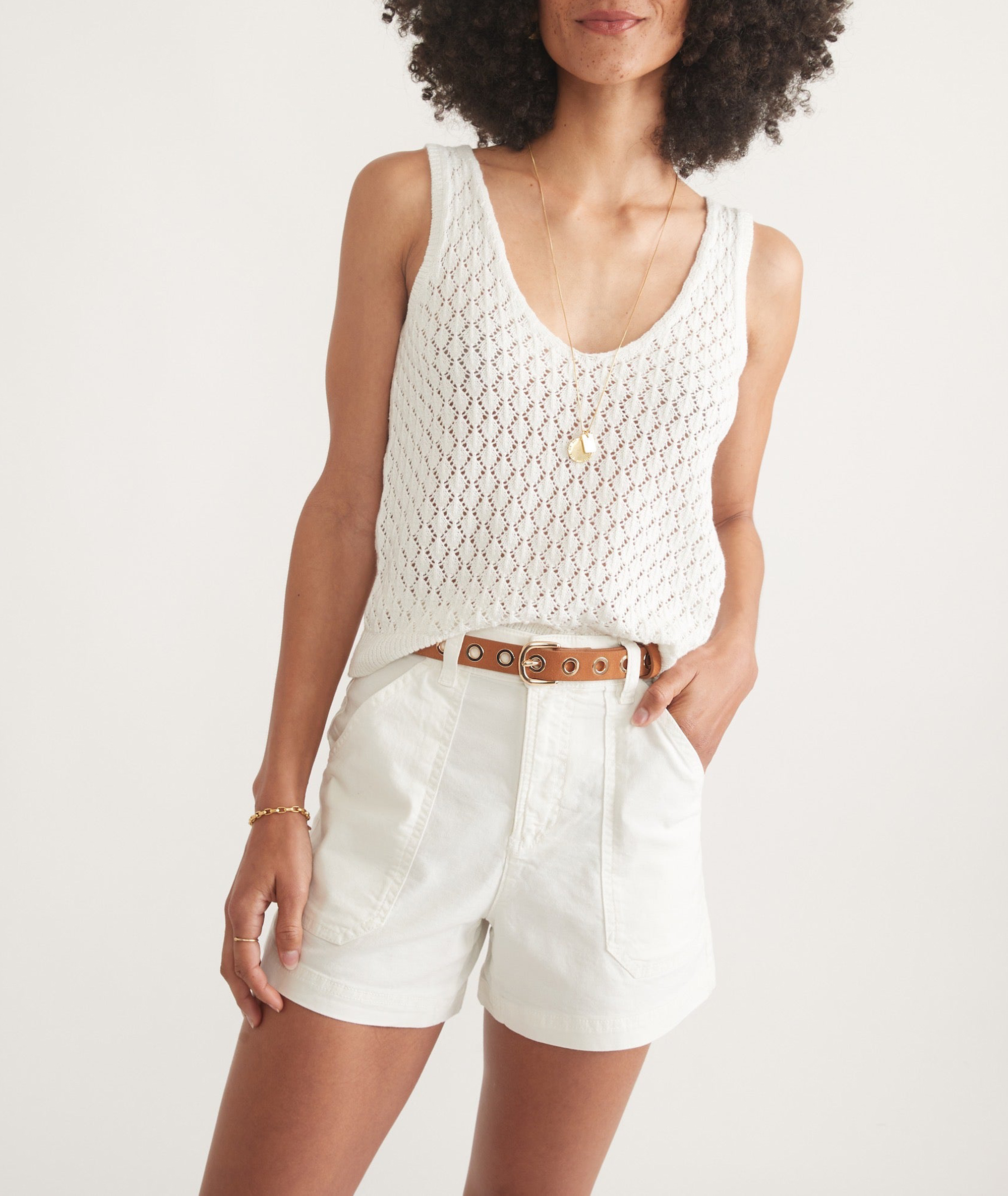 White Linen Sweater Tank