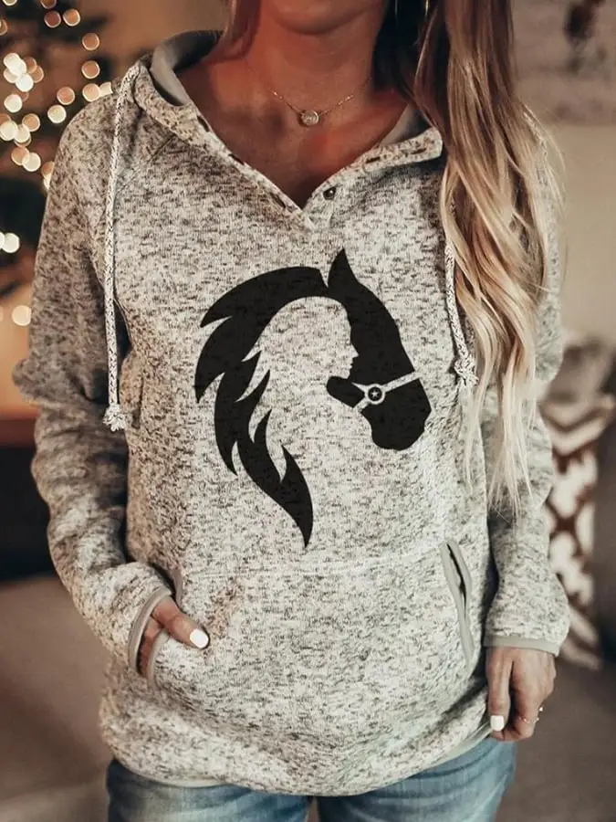 🔥Buy 3 Get 10% Off🔥Women's Western Girl and Horse Print Hoodie